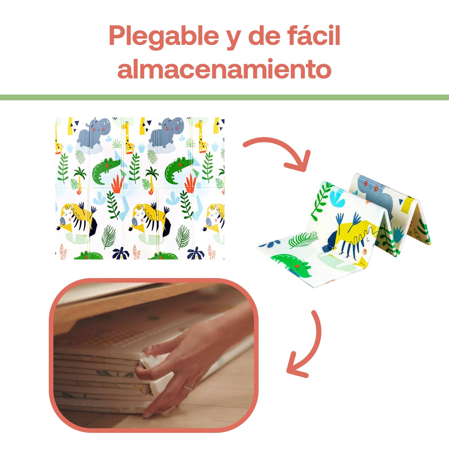 Alfombra Antigolpes Infantil Plegable con Bolso - 180x120 - Auto y Jungla | Bebesit