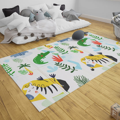 Alfombra Antigolpes Infantil Plegable con Bolso - 180x120 - Auto y Jungla | Bebesit