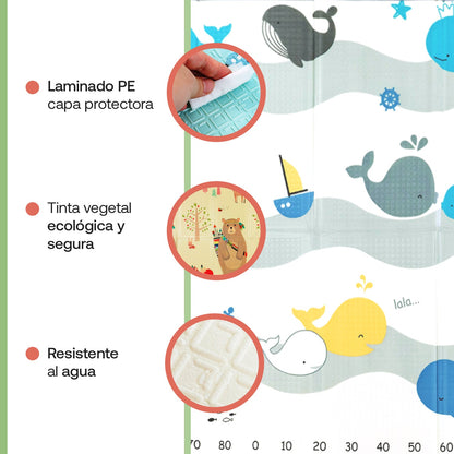 Alfombra Antigolpes Infantil Plegable con Bolso - 180x120 - Oso y Oceano | Bebesit