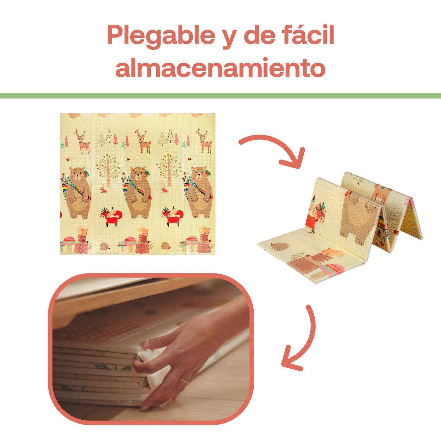 Alfombra Antigolpes Infantil Plegable con Bolso - 180x120 - Oso y Oceano | Bebesit