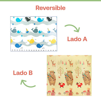 Alfombra Antigolpes Infantil Plegable con Bolso - 180x120 - Oso y Oceano | Bebesit