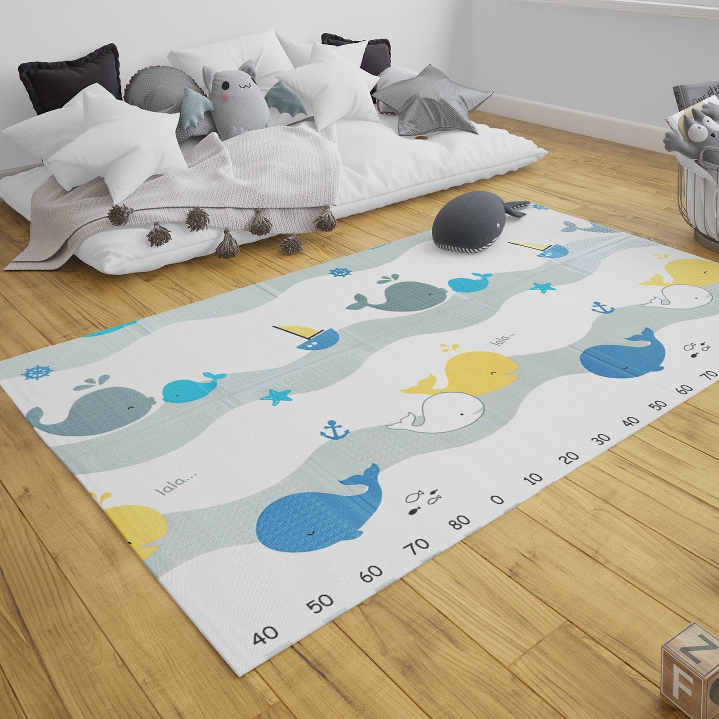 Alfombra Antigolpes Infantil Plegable con Bolso - 180x120 - Oso y Oceano | Bebesit