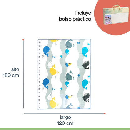 Alfombra Antigolpes Infantil Plegable con Bolso - 180x120 - Oso y Oceano | Bebesit