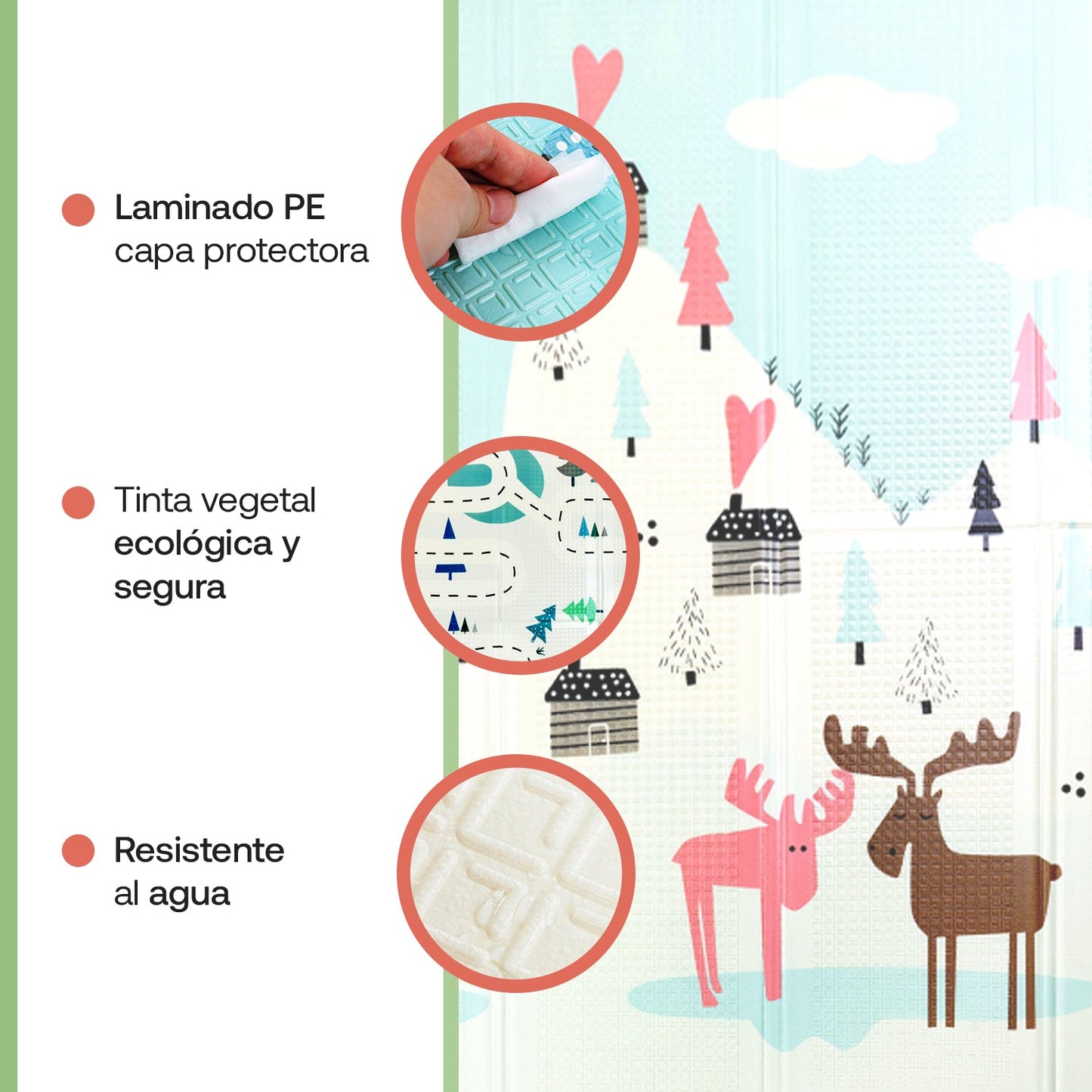 Alfombra Antigolpes Infantil Plegable con Bolso - 180x200 - Auto y Montaña | Bebesit