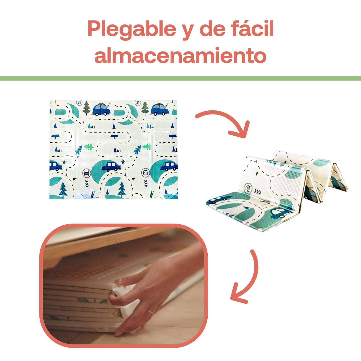 Alfombra Antigolpes Infantil Plegable con Bolso - 180x200 - Auto y Montaña | Bebesit