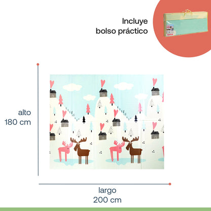 Alfombra Antigolpes Infantil Plegable con Bolso - 180x200 - Auto y Montaña | Bebesit