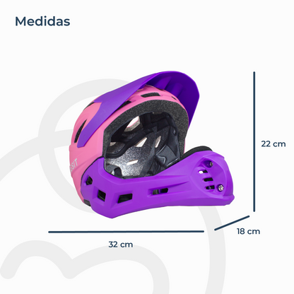 Casco Integral Bici Cross Rejilla Desmontable - Rosado Morado | Bebesit