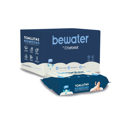 BeWater Wet Wipes - Box of 12 packs of 60 wipes