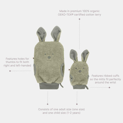 Pack 2 Mitones de Baño Algodón Orgánico - Sage | BIBS