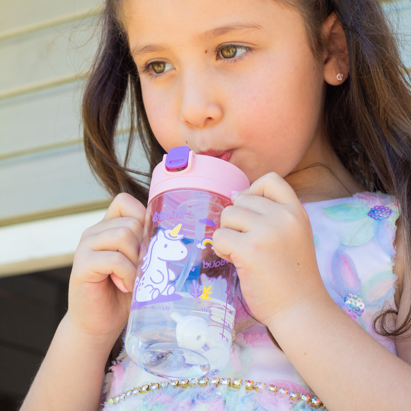 Botella Antiderrame con Bombilla 300 ml - Unicornio | Balia