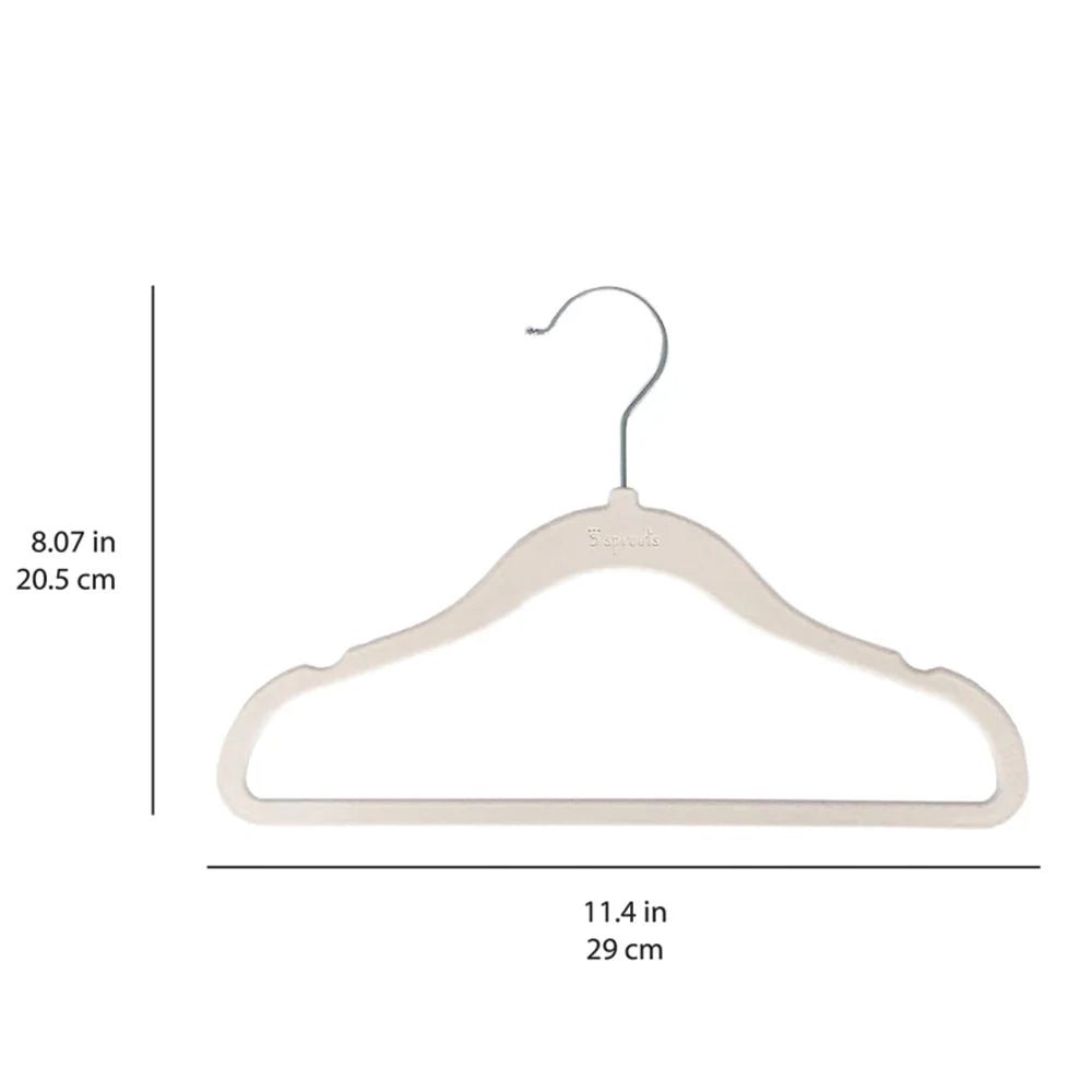 Set de Separadores + Set de 15 Colgadores de Terciopelo Antideslizantes para Ropa de Bebés y Niños - Crema | 3 Sprouts (Copia)