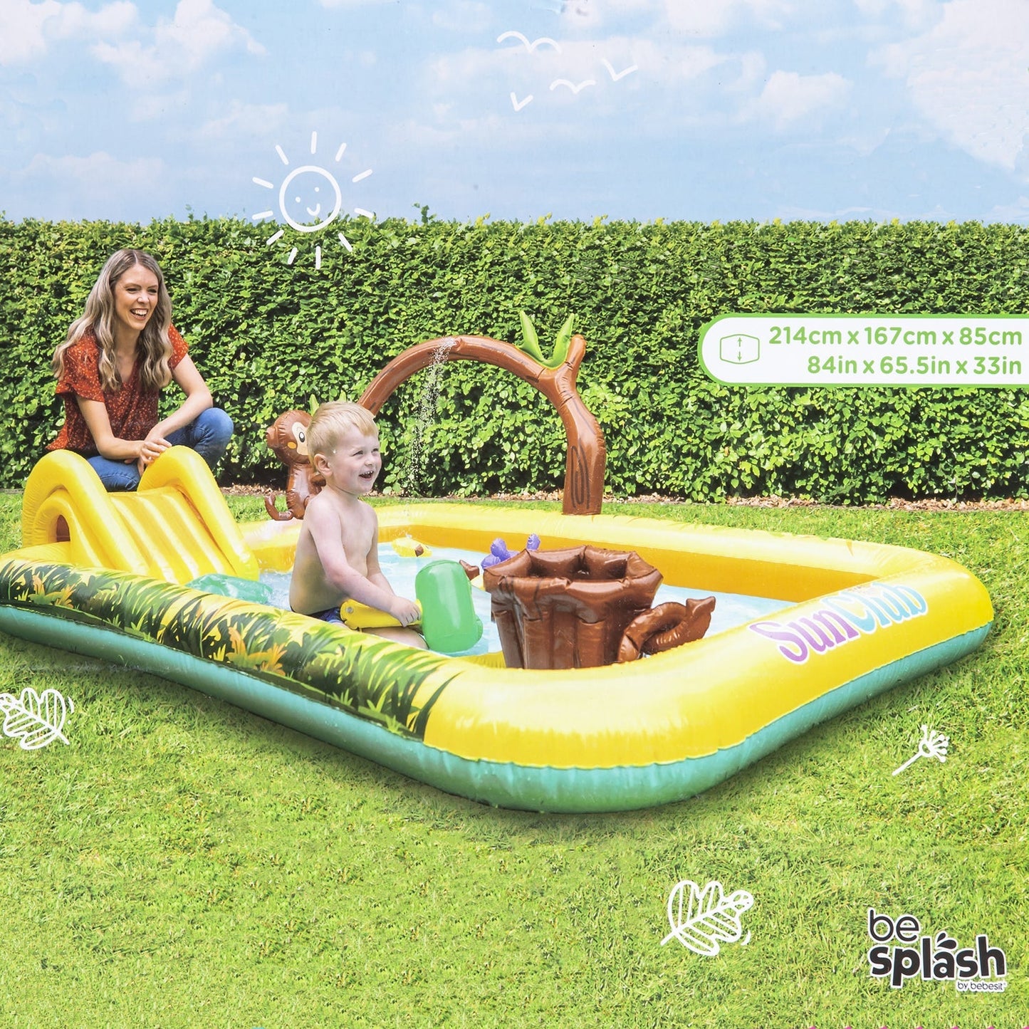 Piscina Centro de Juegos Selva Tobogán Aspersor Be Splash | Bebesit