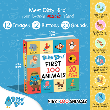 Libro Interactivo Musical - First 100 Animals | Ditty Bird