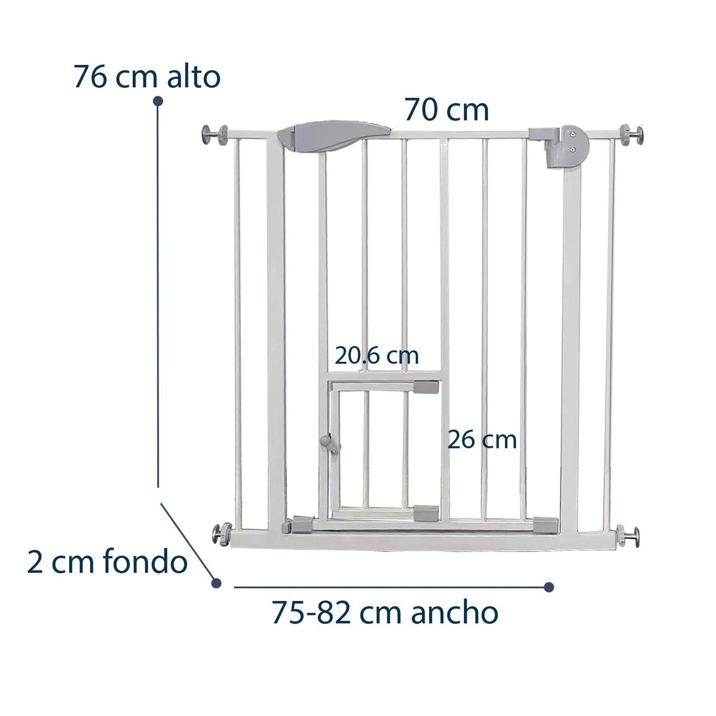 Reja de Seguridad para Bebés y Mascotas con Doble Seguro - Ajustable de 75 a 82 cm