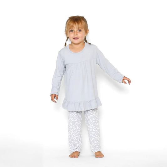 Pima Cotton Girl's Pajamas - Light Blue