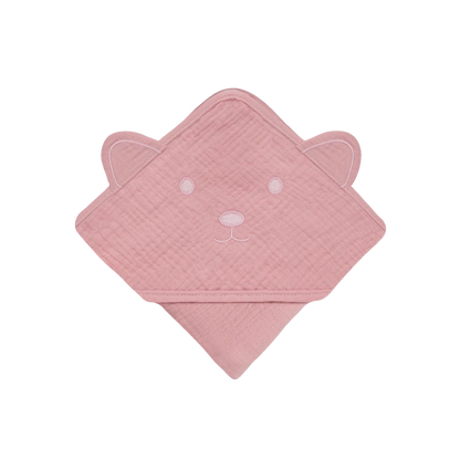 Toalla de Baño con Capucha Muselina - Pink Baby | Lionelo