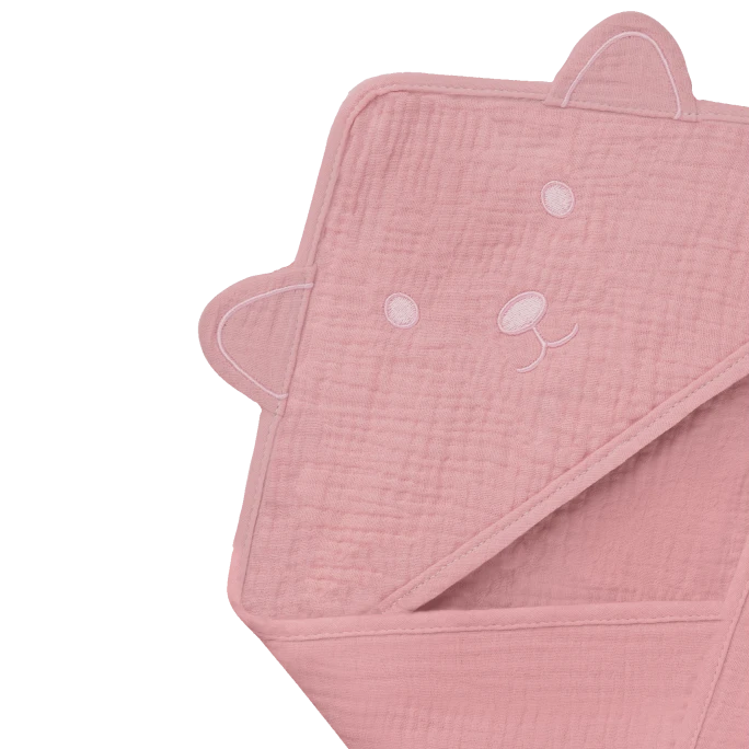 Toalla de Baño con Capucha Muselina - Pink Baby | Lionelo