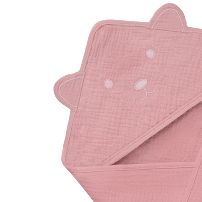 Toalla de Baño con Capucha Muselina - Pink Baby | Lionelo