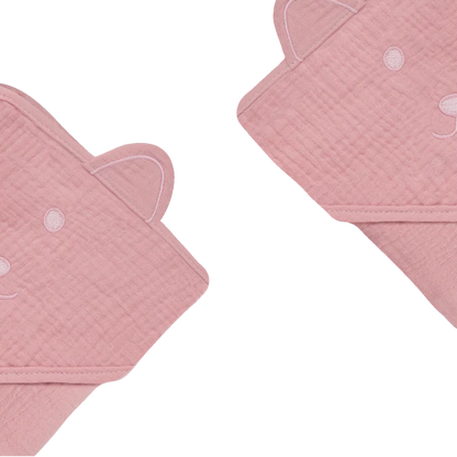 Toalla de Baño con Capucha Muselina - Pink Baby | Lionelo