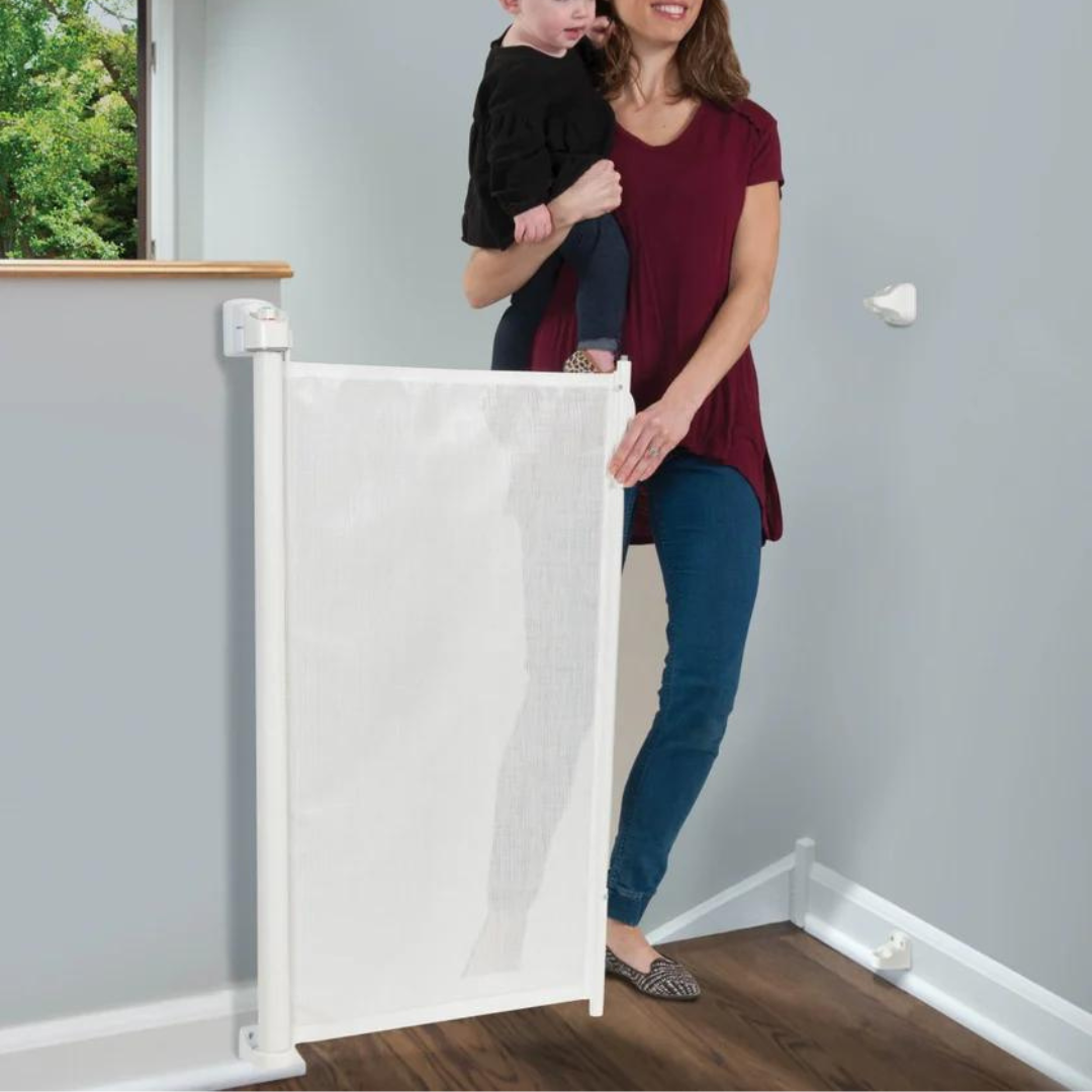 Puerta de Seguridad Infantil Retráctil (140 cm) - Blanco