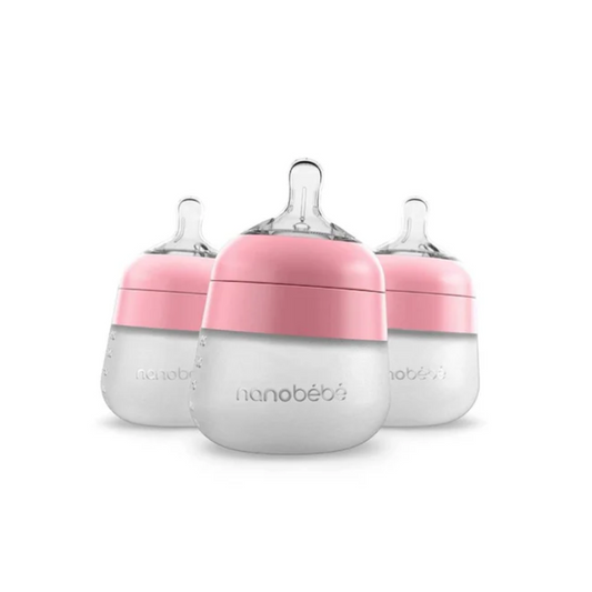 Pack of 3 Silicone Baby Bottles 150 ml - Pink