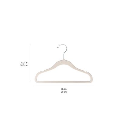 Set of 30 Non-Slip Velvet Hangers for Baby and Children's Clothes - Cream