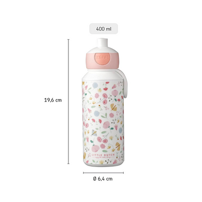 Pop-Up Water Bottle 400 ml - Flowers - Little Dutch 