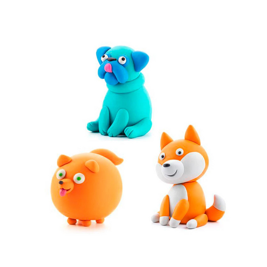 Set de 6 Potes de Arcilla para Modelar: Perro - Spritz, Shiba Inu, Pug