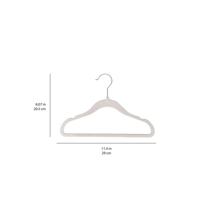 Set of 30 Non-Slip Velvet Hangers for Baby and Children's Clothes - Grey