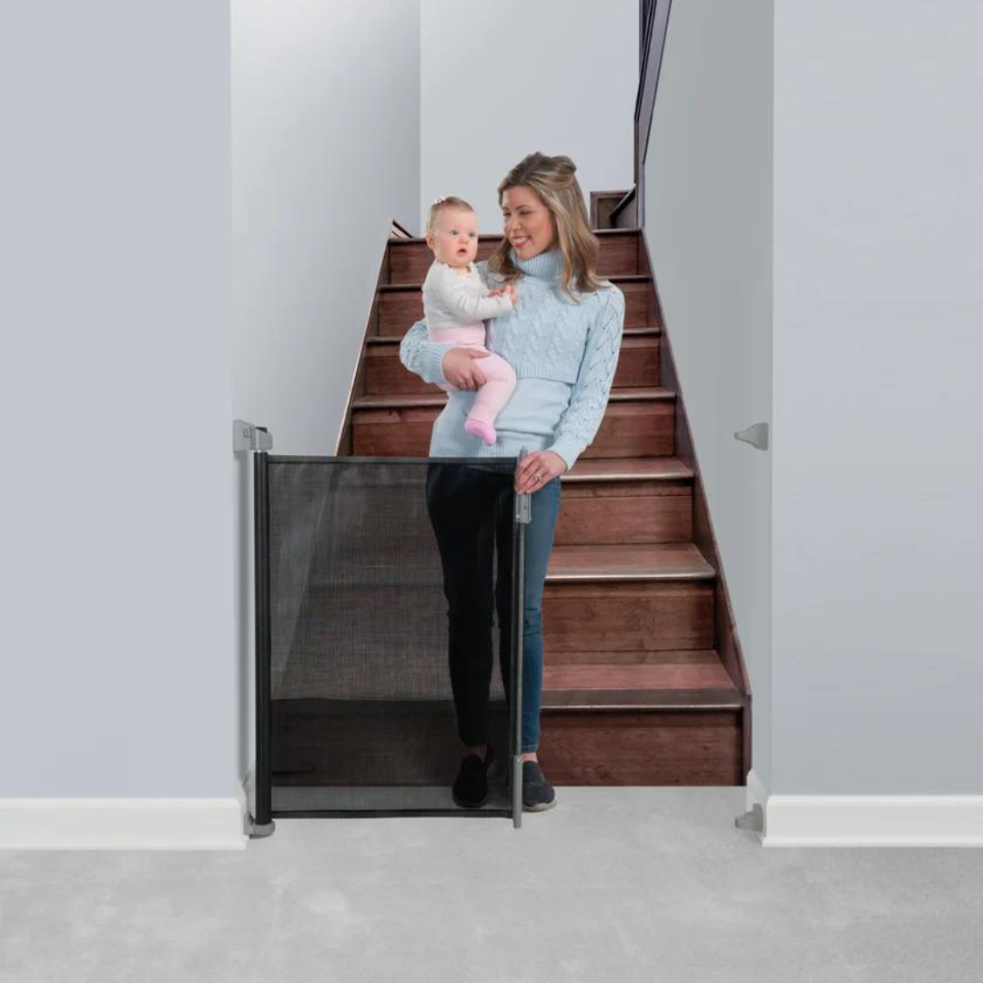 Puerta de Seguridad Infantil Retráctil (140 cm) - Negro