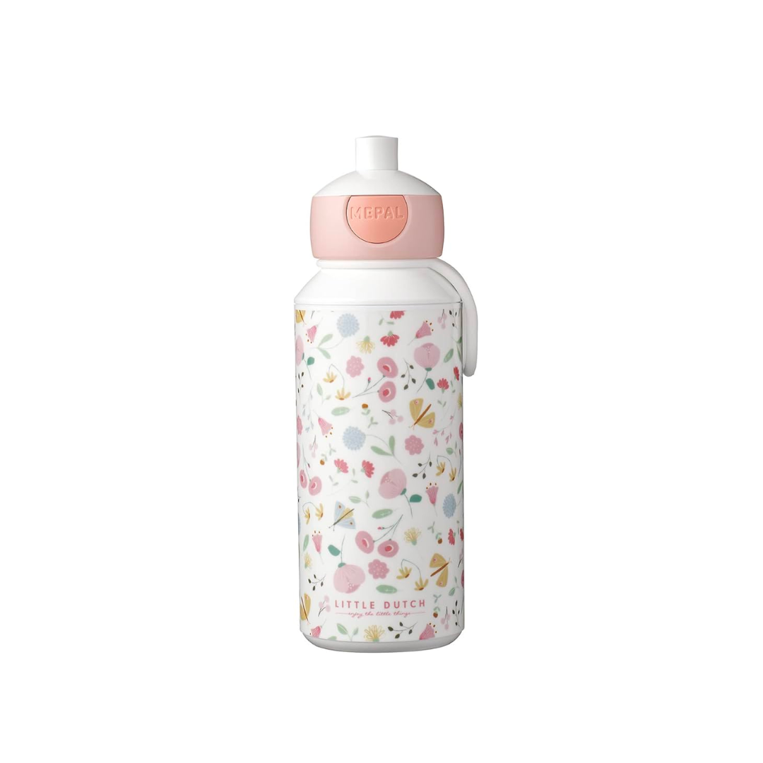 Pop-Up Water Bottle 400 ml - Flowers - Little Dutch 