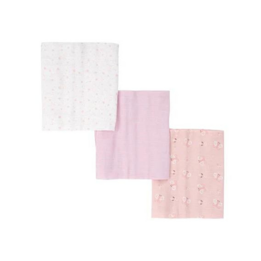 Pack de 3 Muselinas 80x70 cm - Estrellas Rosa