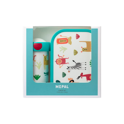 Lunch Box + Pop-Up Bottle Set - Animals