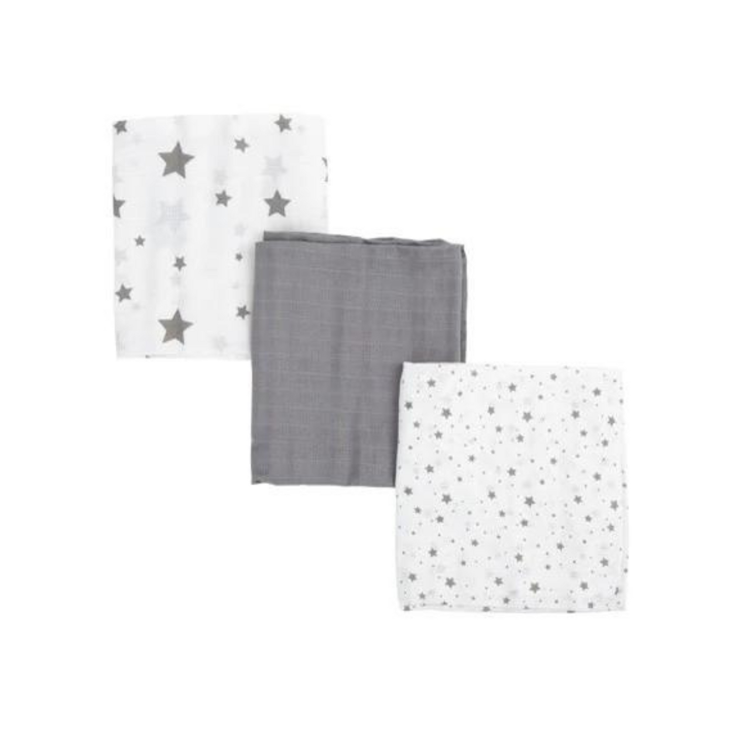 Pack de 3 Muselinas 80x70 cm - Estrellas Gris