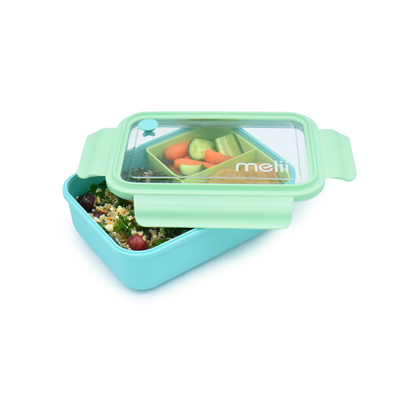 Lonchera Bento Box con Compartimentos Removibles 880 ml - Celeste, Lima y Verde | Melii