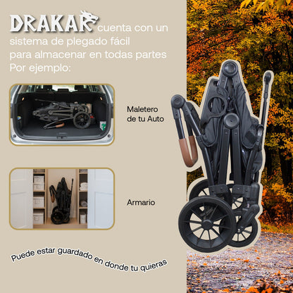 Coche y Carro de Paseo Doble Wagon Drakar - Negro | Bebesit