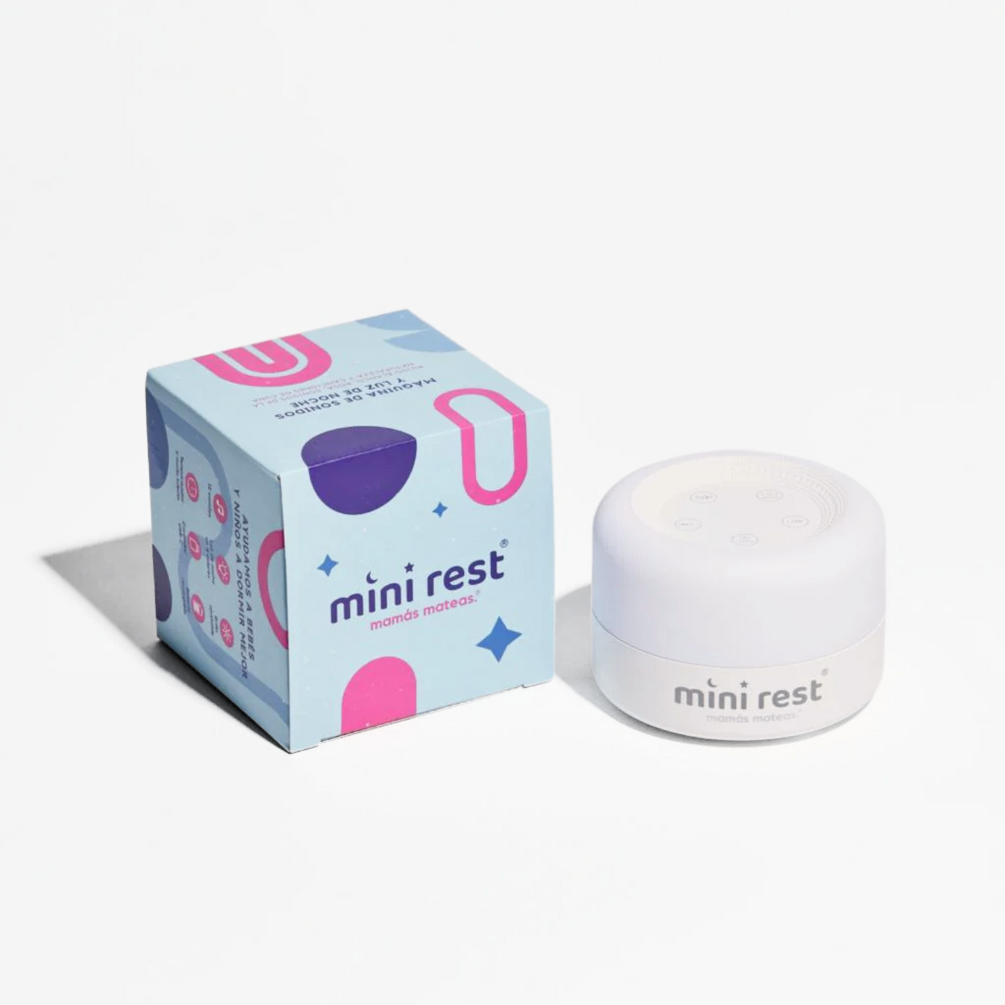 Mini Rest® - Máquina de Sonidos, Ruido Blanco y Luz de Noche | Mamás Mateas