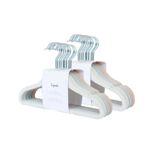 Set of 30 Non-Slip Velvet Hangers for Baby and Children's Clothes - Cream, Grey and Hazelnut