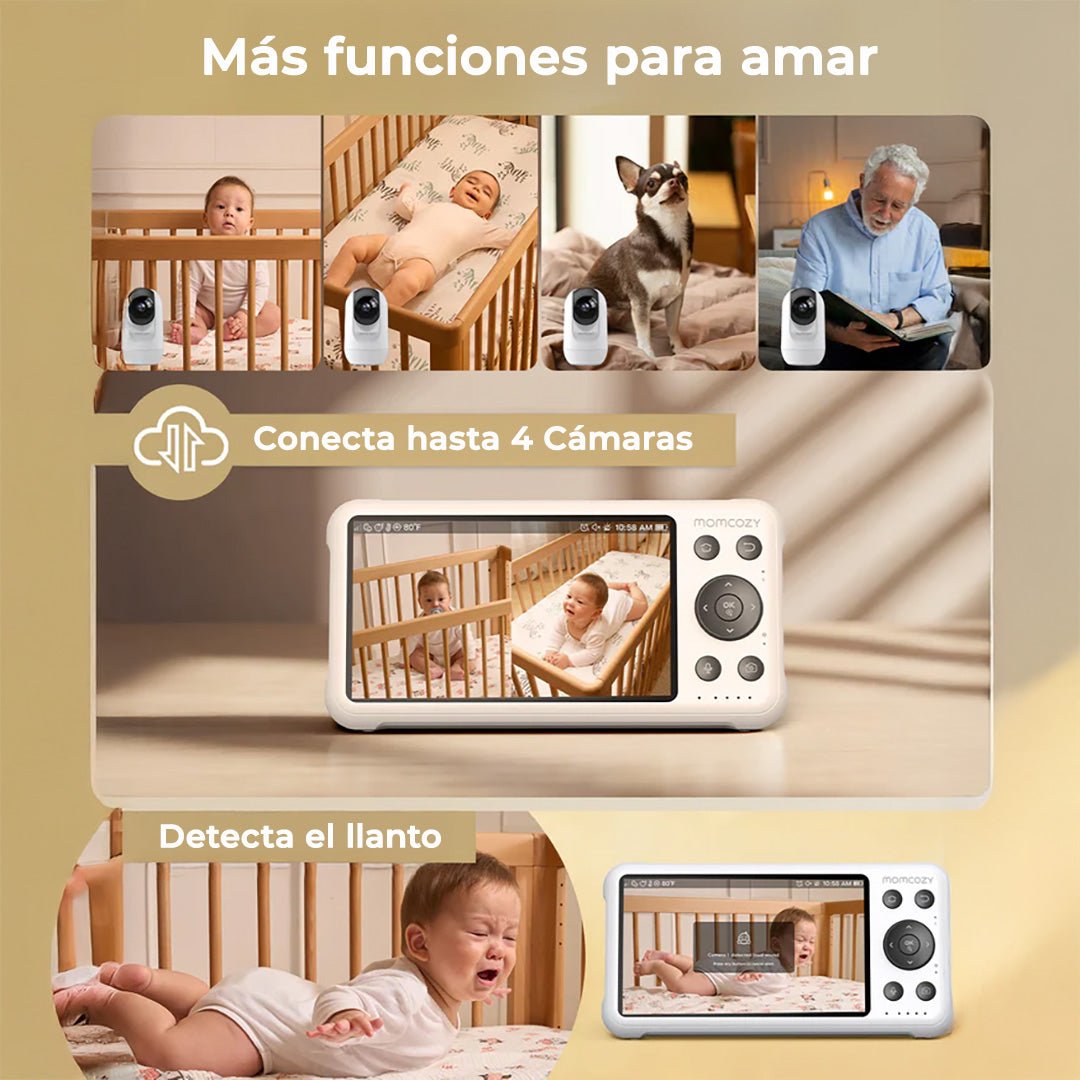 Monitor de bebé Wi - Fi con pantalla HD de 5" - MOMCOZY - Mini Nuts - Expertos en sillas de auto y coches de paseo