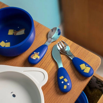 Set de Cubiertos de Acero con Mango de Silicona - Puce & Pilou | Moulin Roty