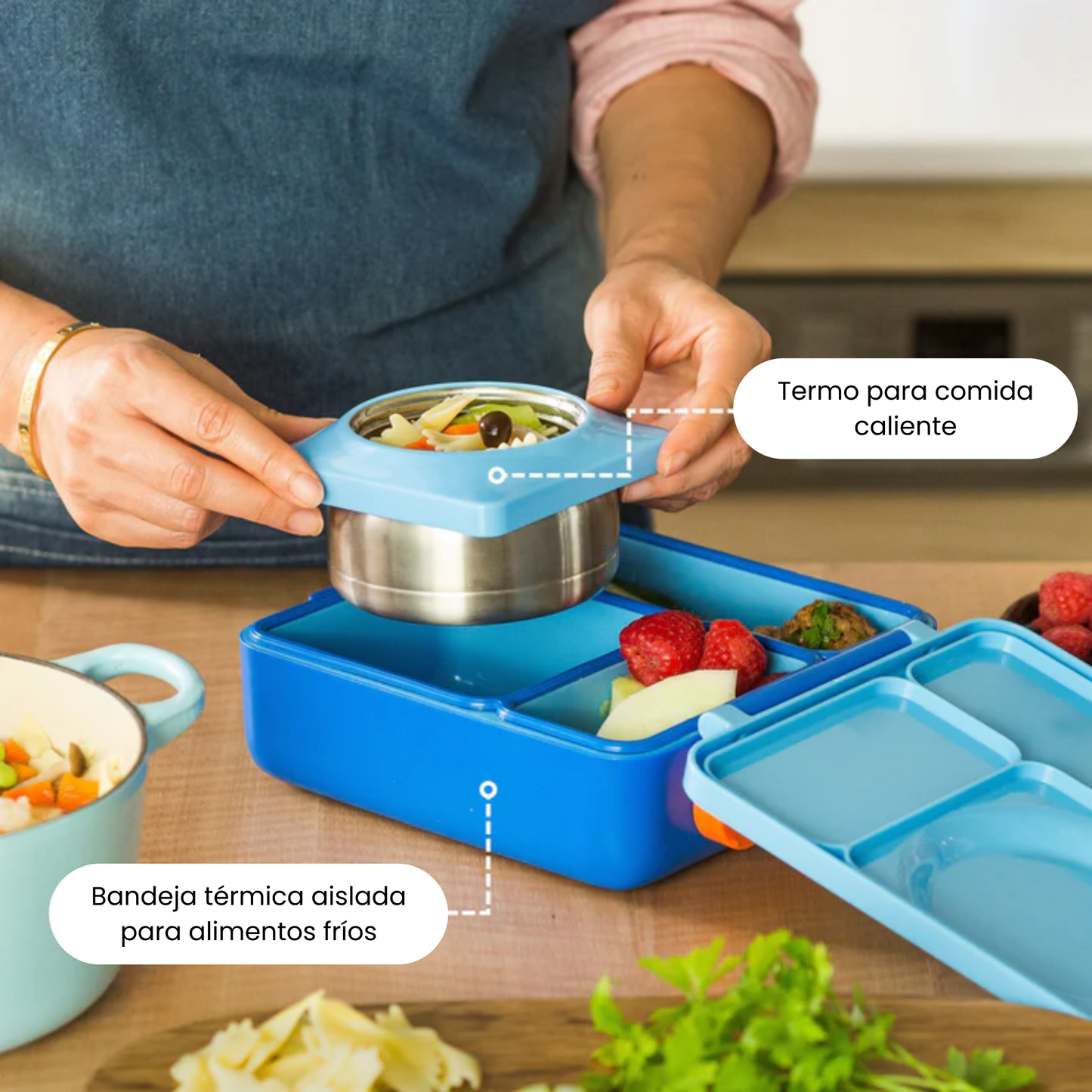 OmieBox® – Lonchera Térmica Infantil con Termo Integrado - Blue Sky | Omie