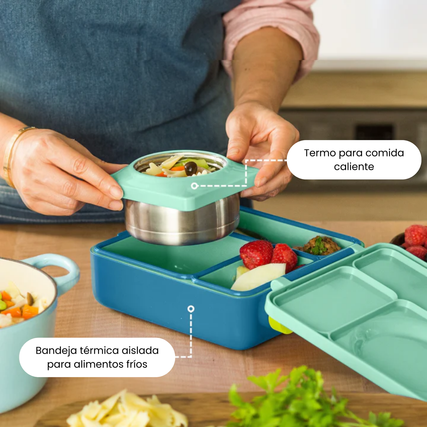 OmieBox® – Lonchera Térmica Infantil con Termo Integrado -  Meadow | Omie