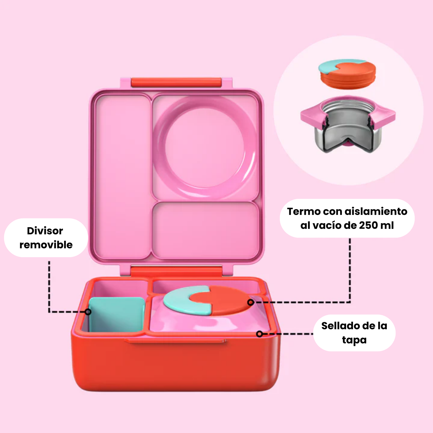 OmieBox® – Lonchera Térmica Infantil con Termo Integrado -  Pink Berry | Omie