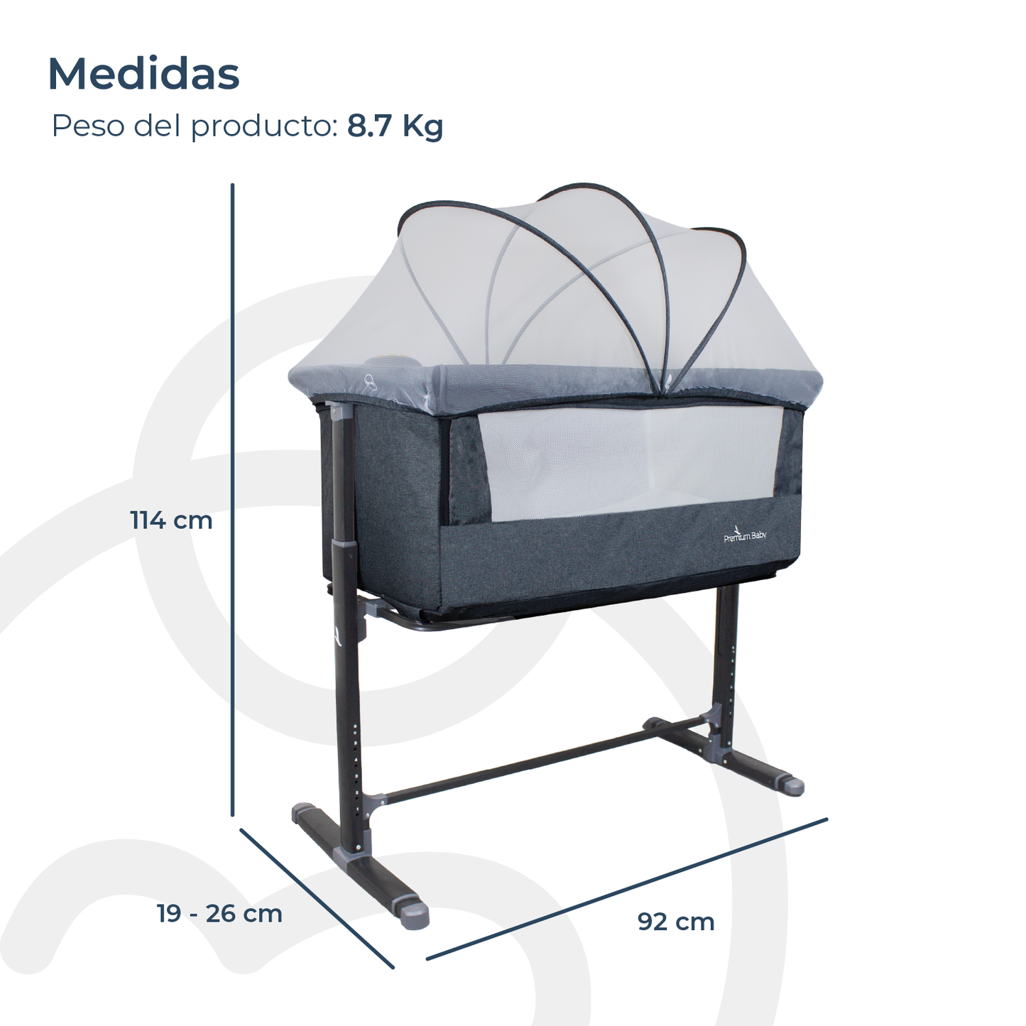 Cuna Colecho Con Dispositivo de Vibración Premium Baby Mix - Gris | Bebesit