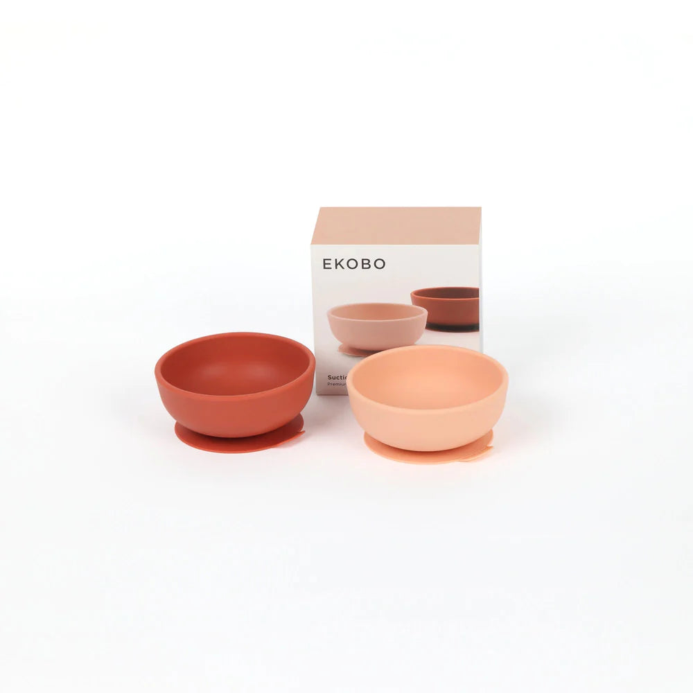 Set de 2 Bowls de Silicona Bambino - Rosado Claro y Terracota