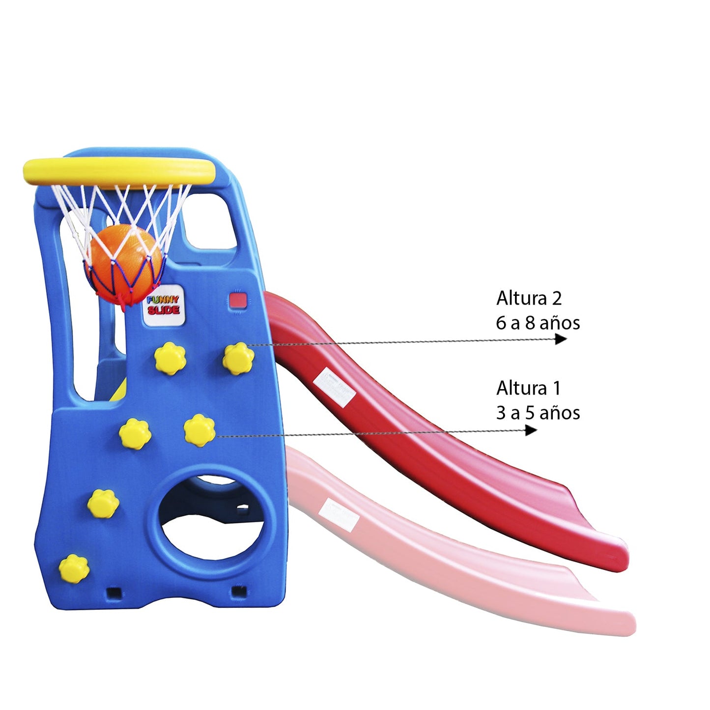 Tobogán 3 en 1 con Cesta de Básquetbol | Bebesit