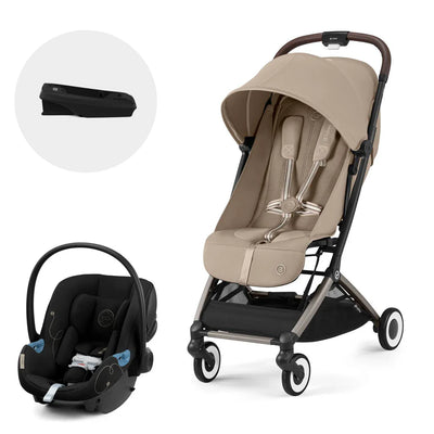 Travel System: Coche Orfeo + Silla Nido Aton G + Base G - Almond Beige