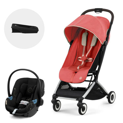 Travel System: Orfeo Stroller + Aton G Nest Chair + G Base - Hibiscus Red 