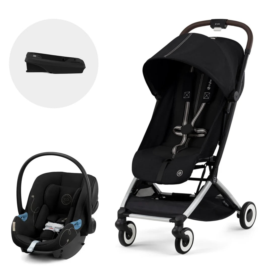 Travel System: Orfeo Stroller + Aton G Nido Chair + G Base - Moon Black 