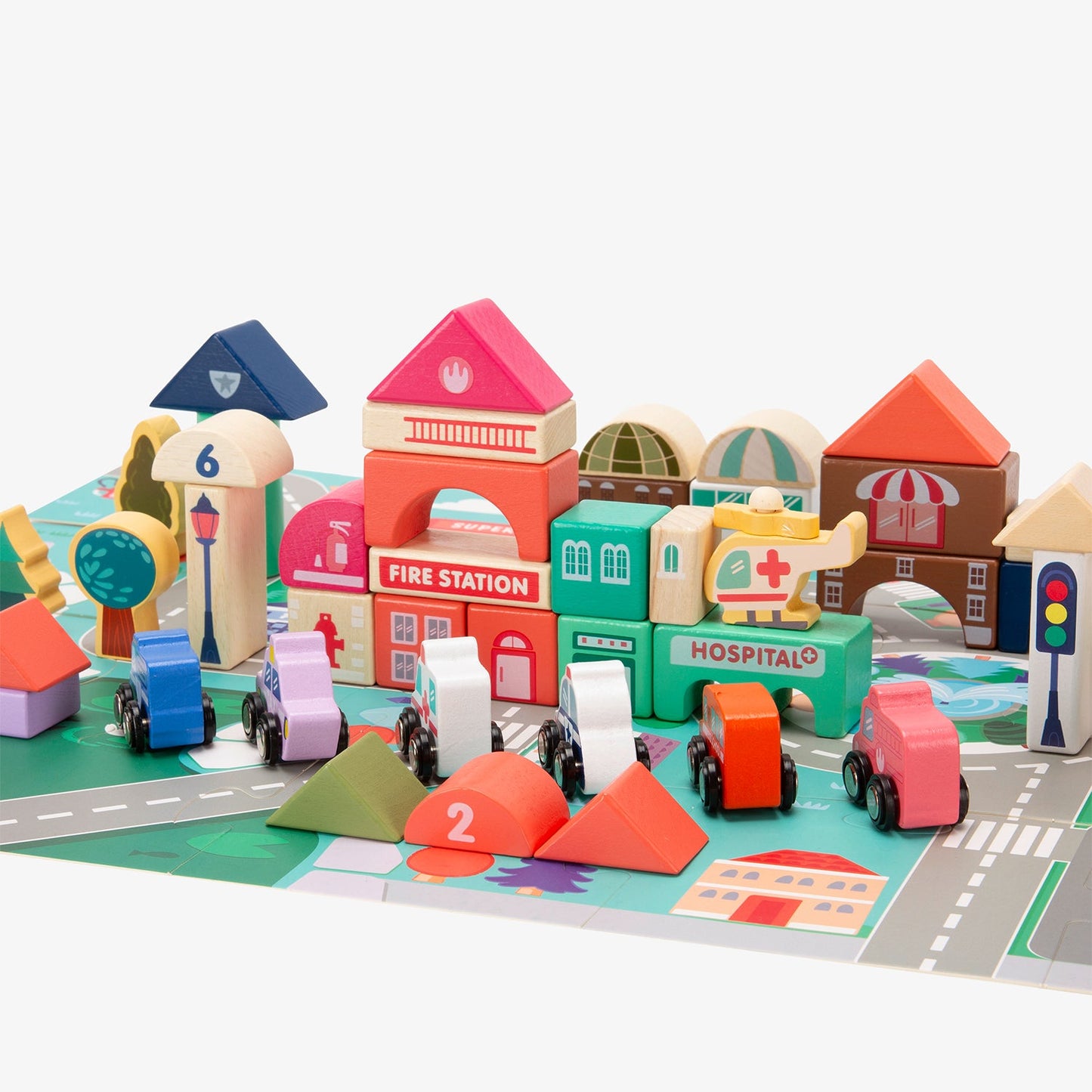 Bloques de Construcción Infantil de Madera Santiago Multicolor - Form Design